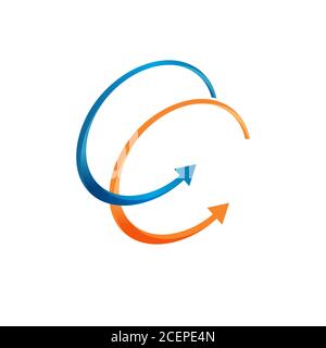 Deux flèches de couleur bleue et orange. Symbole d'icône de flèche en style plat. Illustration vectorielle EPS.8 EPS.10 Illustration de Vecteur