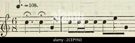 . Sons de trompette et de bugle pour l'armée : avec des instructions pour l'entraînement des trompettistes et des buglers. N° 27. En-tête de colonne ou en-têtes de colonnes, modifiez la directionHalf-droite. (Si cet appel est répété, il implique tête de colonne ou têtes de colonnes, changez la direction vers la droite.) J* =108. |g=^i W=ZprW=jp=Z ? M& :: p ;—ft—•!  partie 2.] 63appels sur site. N° 28. La tête de colonne, ou les têtes de colonnes, change de directionHalf-gauche. (Si cet appel est répété, il implique Head of Column ou Head of Columns, changez la direction vers la gauche.) N° 29. Chefs d'escadron—à droite. = 108. Banque D'Images