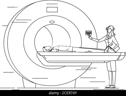 Infirmier préparation du patient pour le vecteur de test d'acquisition IRM Illustration de Vecteur