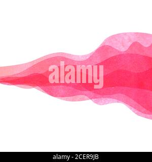 Aquarelle onde transparente rose rouge arrière-plan. Illustration des vagues peintes à la main aquarelle. Toile de fond de cadre de bannière isolée sur blanc. Grunge Banque D'Images