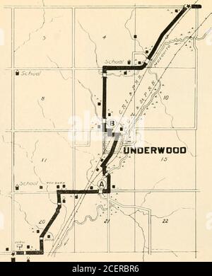 . Carte d'Huebinger et guide pour la route d'une rivière à l'autre ;. 127 A. la voiture se dirige vers le nord.. JE Banque D'Images