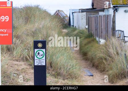 Route de randonnée pour chiens, chemin de la côte anglaise, cambre, est du sussex, royaume-uni Banque D'Images