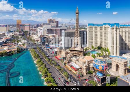 Vue sur les gratte-ciel de Las Vegas par temps ensoleillé Banque D'Images