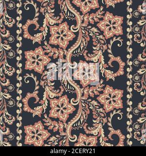 Motif fleuri sans couture, style batik, fond Vector Illustration de Vecteur