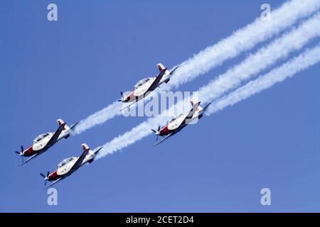 De l'air israélienne Flight Academy Beechcraft T-6A Texan II, l'équipe de démonstration aérienne en vol. Banque D'Images