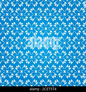 Personnes Silhouettes Stars Seamless Pattern - couleurs bleu et blanc Illustration de Vecteur