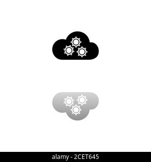 Préférences de stockage dans le Cloud. Symbole noir sur fond blanc. Illustration simple. Icône vecteur plat. Ombre de réflexion miroir. Peut être utilisé dans le logo, le Web Illustration de Vecteur