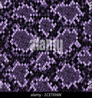 Motif peau de serpent sans coutures. Texture répétée de reptile noir et violet. Peau de serpent texturée arrière-plan tendance. Mode et imprimé animal élégant f Banque D'Images