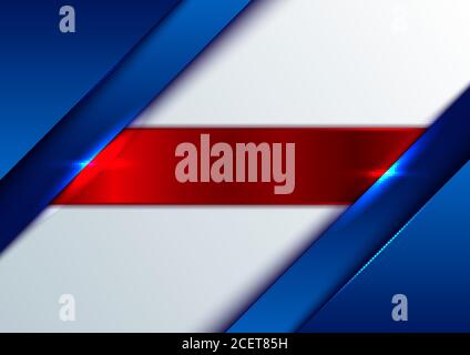 Modèle abstrait bleu brillant métallisé avec rayures rouges brillantes sur fond blanc. Illustration vectorielle Illustration de Vecteur