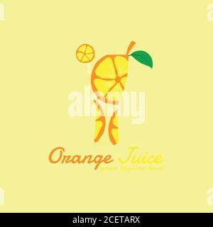 Ce logo a été créé pour une entreprise ou une société qui s'occupe de boissons à base de jus d'orange comme principal ingrédient. Illustration de Vecteur
