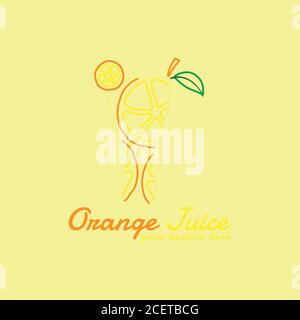 Ce logo a été créé pour une entreprise ou une société qui s'occupe de boissons à base de jus d'orange comme principal ingrédient. Illustration de Vecteur
