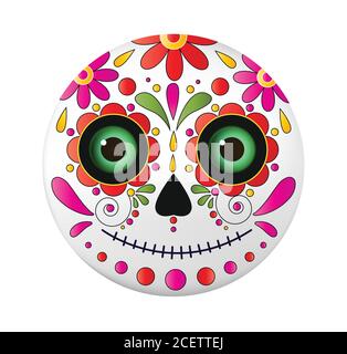 Illustration du vecteur de face dia de muertos sur fond blanc. Dia de los Muertos emoji face.Dia de los muertos,jour des morts, vacances mexicaines. Illustration de Vecteur