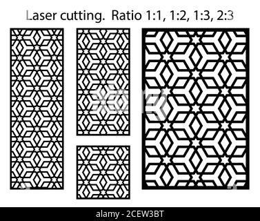 Gabarit de panneau vectoriel de découpe laser. Décoration CNC, design jali, cloison intérieure. Modèle de découpe laser arabe islamique Illustration de Vecteur