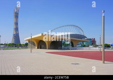 DOHA, QATAR -12 DEC 2019- vue d'une station de métro du Qatar, un nouveau système de transit rapide à Doha, Qatar. Banque D'Images