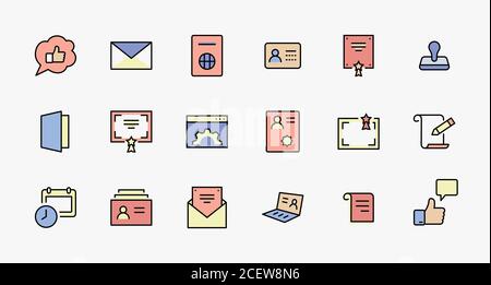 Ensemble D'Icônes De Lignes Vectorielles Associées Aux Documents Juridiques. Contient des Icônes telles que Visa, Contrat, Déclaration, Licence, Permission, octroi et plus encore. Modifiable Illustration de Vecteur