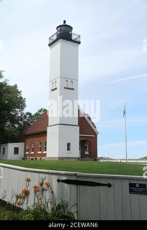 La lumière de l'île de Presque sur la rive du lac Érié, PA, États-Unis Banque D'Images