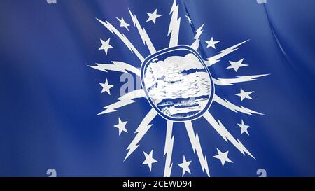 Drapeau flottant de Buffalo City. New York. États-Unis. Rendu réaliste de haute qualité Banque D'Images