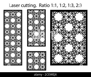 Gabarit de panneau vectoriel de découpe laser. Décoration CNC, design jali, cloison intérieure. Modèle de découpe laser arabe islamique Illustration de Vecteur