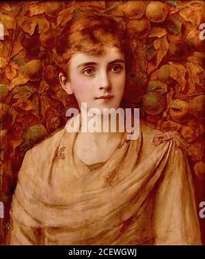 Barber Reginald - automne (Portrait d'une jeune dame de style pré-Raphaelite) - British School - 19e siècle Banque D'Images