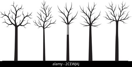 Placer les arbres noirs avec les racines. Illustration du contour vectoriel. Plante dans le jardin. Illustration de Vecteur