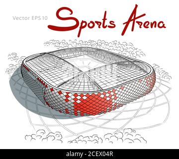 Croquis du nouveau stade de Moscou. Illustration de Vecteur