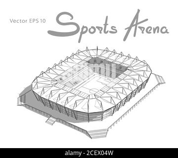 Croquis du nouveau stade à Kaliningrad. Illustration de Vecteur