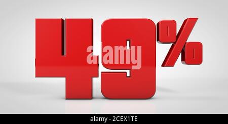 texte rouge à 49 % isolé sur fond blanc, illustration de rendu 3d Banque D'Images