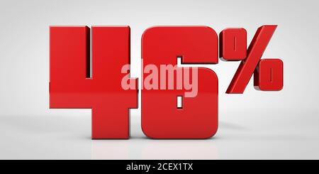 texte rouge à 46 % isolé sur fond blanc, illustration de rendu 3d Banque D'Images