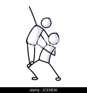 Dessin à la main gay hommes levage stickman ballet danseur concept. Contour simple deux mâles ballerina couple doodle icône clipart. Pour le studio de danse lgbtq ou fierté Illustration de Vecteur