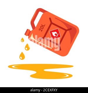 verser l'essence de la canine. sol nocif des produits pétroliers. pollution de l'écologie par l'huile. illustration vectorielle plate. Illustration de Vecteur
