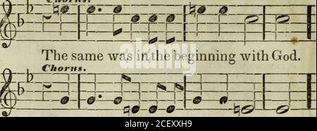 . Le livre de l'hymne de Boston : être une sélection d'hymnes, de collectionne, de mottets et d'autres pièces de set. •i p-g? gr &gt;^—r - i^- T r I T -O- gy- la parole était Dieu. La même était dans le commencement AvithGod. I Choriit r^r-g-g-g-rr-r- I. Banque D'Images