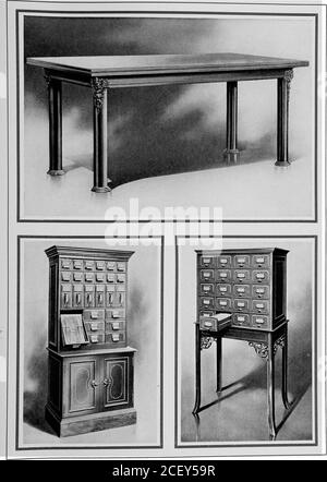 . Piles de livres et meubles métalliques pour bibliothèques; dispositifs de classement métalliques et meubles pour coffres-forts et bureaux. 5°. Table, Carnegie Library, Covington, Ky. Card Index, Carnegie Library, Covington, Ky. MOBILIER DE BIBLIOTHÈQUE MÉTALLIQUE. 51 boîte de périodique métallique. Banque D'Images