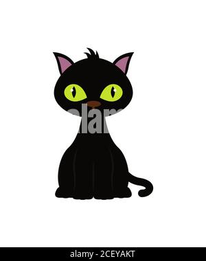 Yeux verts chat noir Banque D'Images