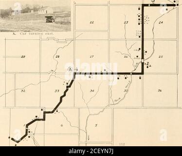 . Carte d'Huebinger et guide pour la route d'une rivière à l'autre. ll.r. M. WVst à Exira, t3.2 -M.est au Centre Guthrie. Gates, tarif 1.00 $. Gail.VGE—Xonc. Levi Stilliansdoes répare worlt et Iceeps atour-baril réservoir d'essence. Banque D'Images