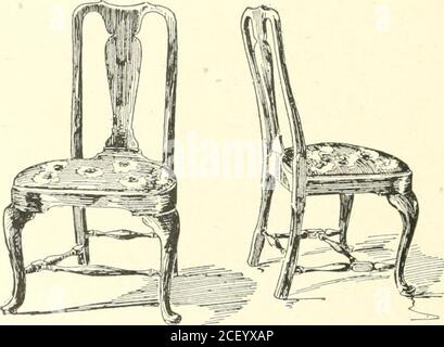 . Meubles pour l'artisan; un manuel pour l'étudiant et machanic. Fig. 14 à 18—formes de présidence sièges d'années à éliminer. Pour la classificationacceptée, nous devons connaître le style en discussion comme la reine Anne, cependant peu elle a eu quelque chose à voir avec le changement d'art apporté par son beau-frère hollandais, William. Figure 19—la reine Anne Splatback Président le William et Mary, cependant, ou la reine Anne, comme l'appelle wewill, doit nécessairement attirer notre attention, pour L'INFLUENCE DES MODÈLES ANCIENS 17 avec la préférence constante pour le Colonial dans notre mobilier d'avant-garde que nous avons moi Banque D'Images