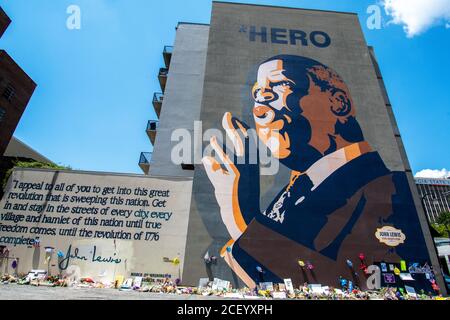 John Lewis HERO Mural, quartier Sweet Auburn, Atlanta, Géorgie Banque D'Images