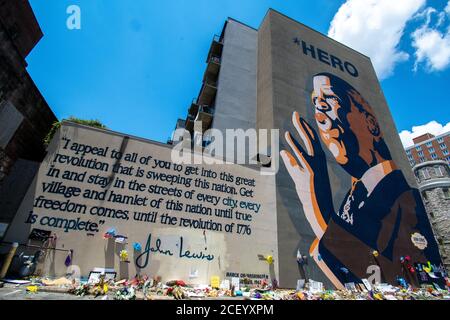 John Lewis HERO Mural, quartier Sweet Auburn, Atlanta, Géorgie Banque D'Images