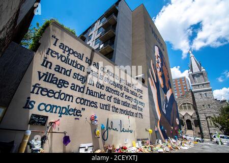 John Lewis HERO Mural, quartier Sweet Auburn, Atlanta, Géorgie Banque D'Images