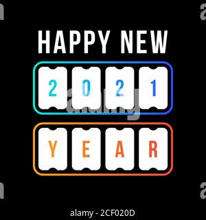 bonne année avec le tableau de bord 2021. concept de tableau à lèvres numérique, modèle de calendrier de fête 2021. modèle de style plat tendance moderne design vectoriel illustrat Illustration de Vecteur