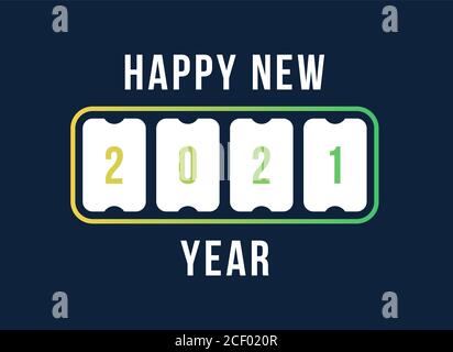 bonne année avec le tableau de bord 2021. concept de tableau à lèvres numérique, modèle de calendrier de fête 2021. modèle de style plat tendance moderne design vectoriel illustrat Illustration de Vecteur