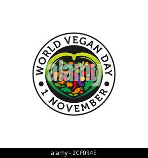 Illustration vecteur de jour vegan du monde. Convient aux cartes de vœux, affiches et bannières. Illustration de Vecteur