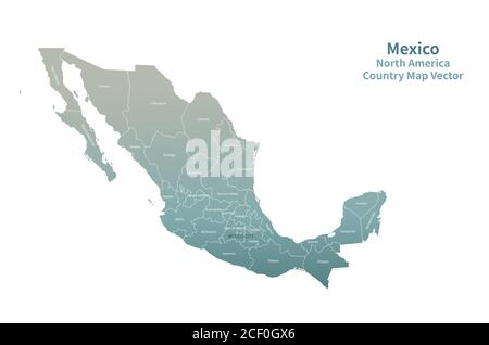 Carte vectorielle du Mexique. Carte de pays de l'Amérique du Nord série verte. Illustration de Vecteur
