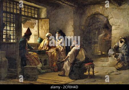 Bridgman Frederick Arthur - un jeu intéressant - British School - 19e siècle Banque D'Images