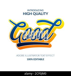Bon effet texte adobe Illustrator police modifiable décontractée et décontractée pour les jeunes générations et la tête de conception amusante Illustration de Vecteur