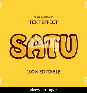 Joli effet de police satu illustrateur adobe éditable avec couleur jaune pour enfants, enfants, convivial, et joy Display font Illustration de Vecteur