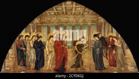 burne-jones, edward coley - Cupid et psyché - psyché entrant dans les portails de l'Olympe (Palais des peintures murales vertes) - 15662793784 0bb66f1f9f o Banque D'Images