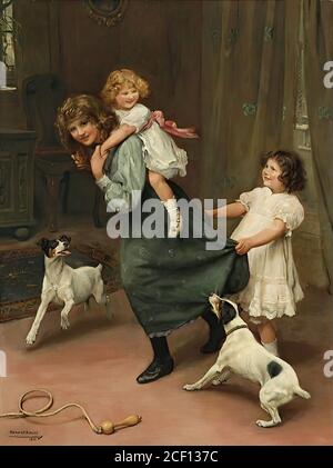 Elsley Arthur John - Pick-a-Back 1 - British School - 19e siècle Banque D'Images