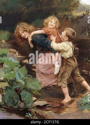 Elsley Arthur John - Pick-a-Back 2 - British School - 19e siècle Banque D'Images