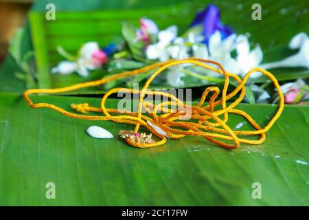 Le thali mala est une partie importante du mariage hindou. Marié, le cou de la mariée. C'est un symbole de la relation conjugale dans l'hinduthwa. Banque D'Images