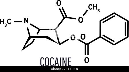 Formule chimique structurale cocaïne ou coke sur fond blanc Illustration de Vecteur